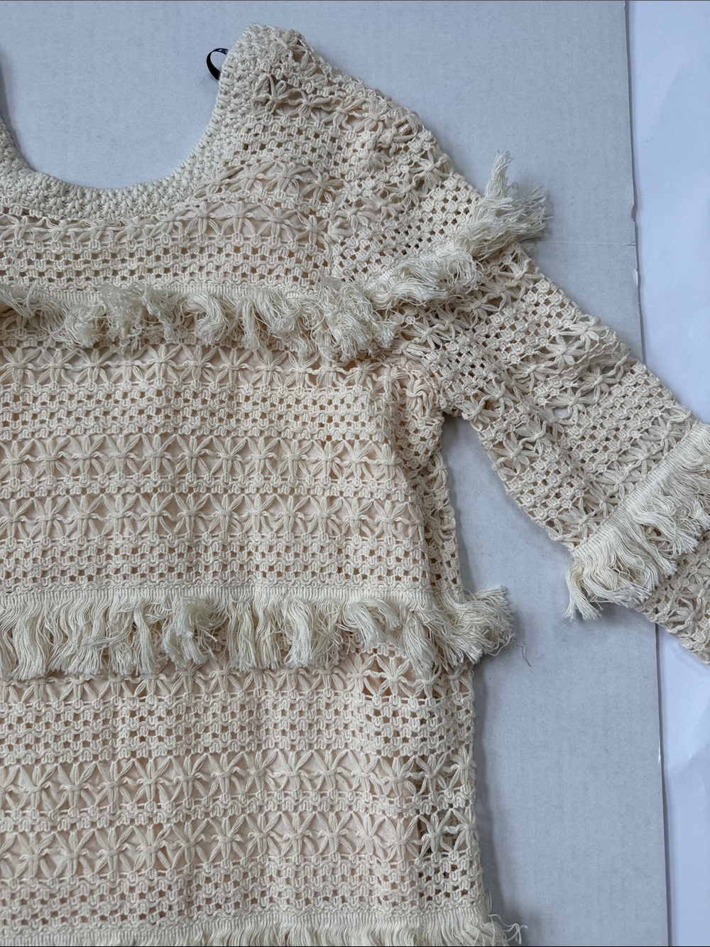 Volcom Mini Dress Crotchet Woven Boho Cream size Small - Picture 4 of 8